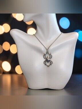 Silvertone Spider Pendant Necklace - Silver Tone Women’s Jewelry